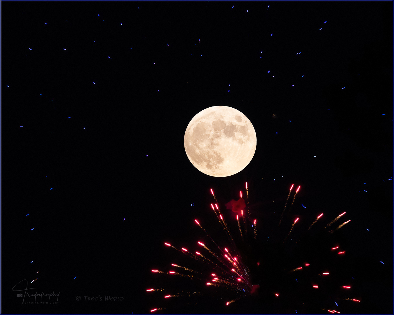 Buck Moon Rising through fireworks 07-04-20